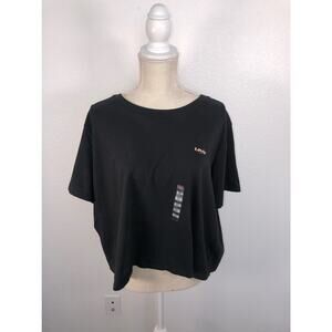 Levis Plus Size Crop Top Black and Pink Logo Top - 2X